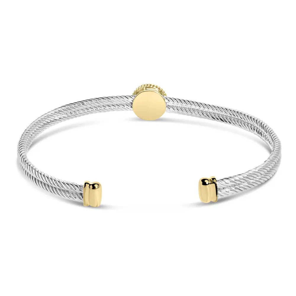 18k gold plated silver diamond fleur di lis medallion bangle bracelet bijoux-nyc direct