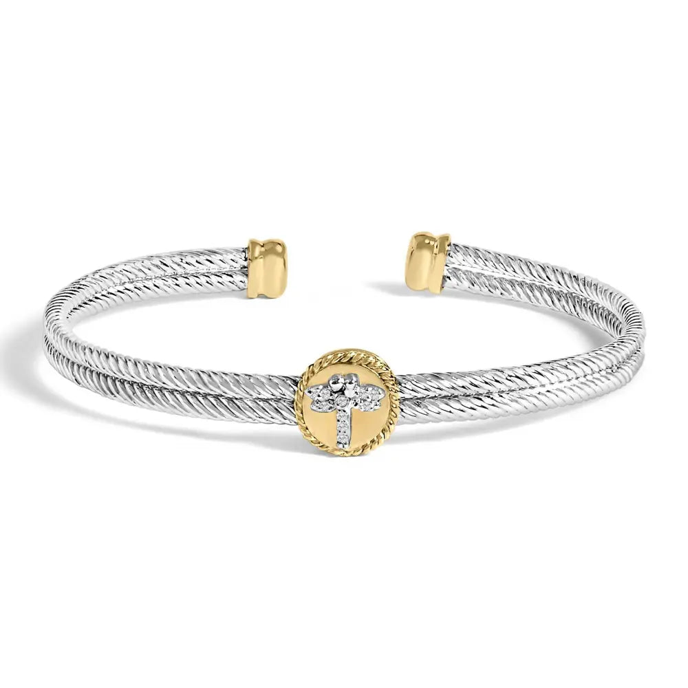 18K Yellow Gold Plated .925 Sterling Silver Diamond Accent Dragonfly Medallion Bangle Bracelet (I-J Color, SI1-SI2 Clarity) - 7.75 Inches - Bijoux-NYC Direct
