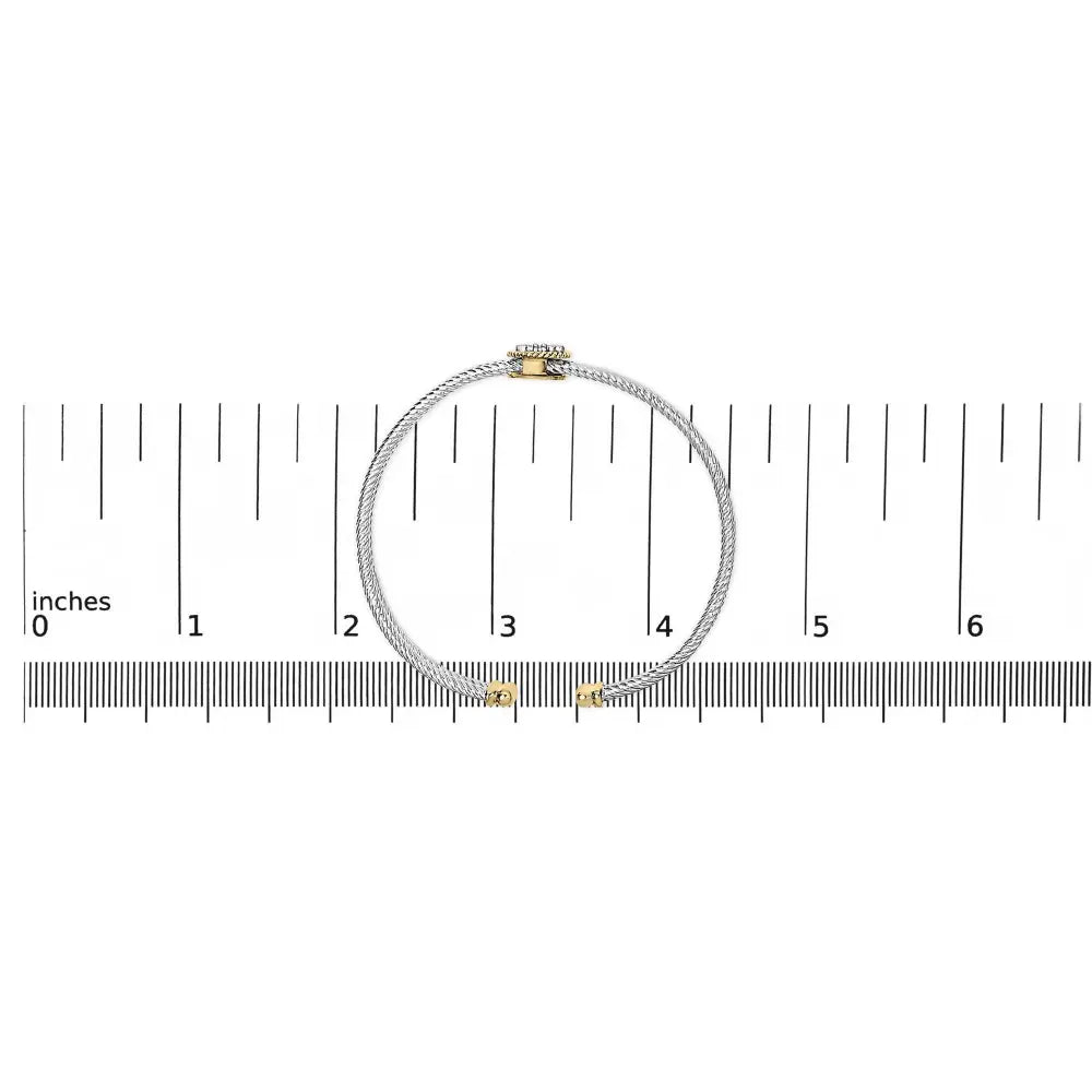 18K Yellow Gold Plated .925 Sterling Silver Diamond Accent Dragonfly Medallion Bangle Bracelet (I-J Color, SI1-SI2 Clarity) - 7.75 Inches - Bijoux-NYC Direct