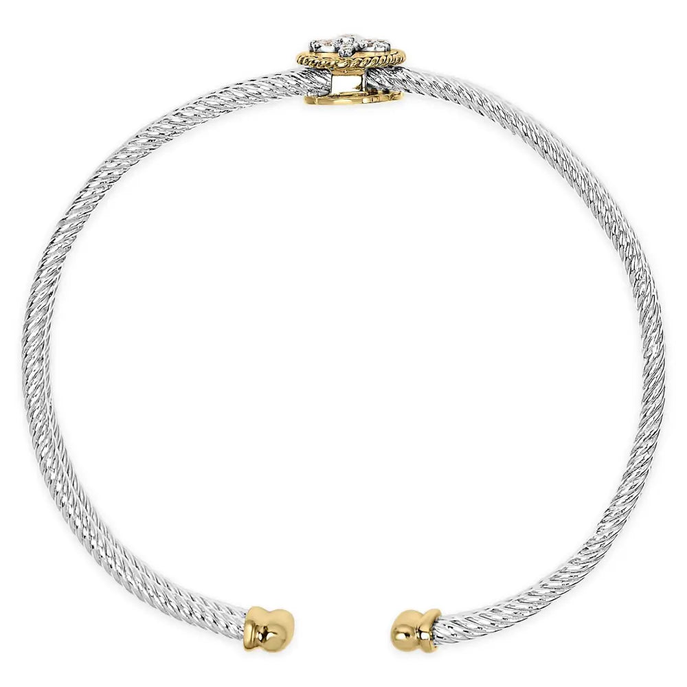 18K Yellow Gold Plated .925 Sterling Silver Diamond Accent Dragonfly Medallion Bangle Bracelet (I-J Color, SI1-SI2 Clarity) - 7.75 Inches - Bijoux-NYC Direct