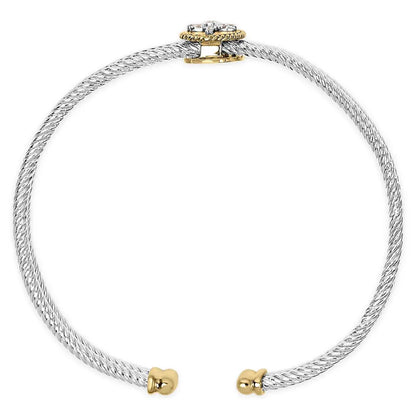 18K Yellow Gold Plated .925 Sterling Silver Diamond Accent Dragonfly Medallion Bangle Bracelet (I-J Color, SI1-SI2 Clarity) - 7.75 Inches - Bijoux-NYC Direct