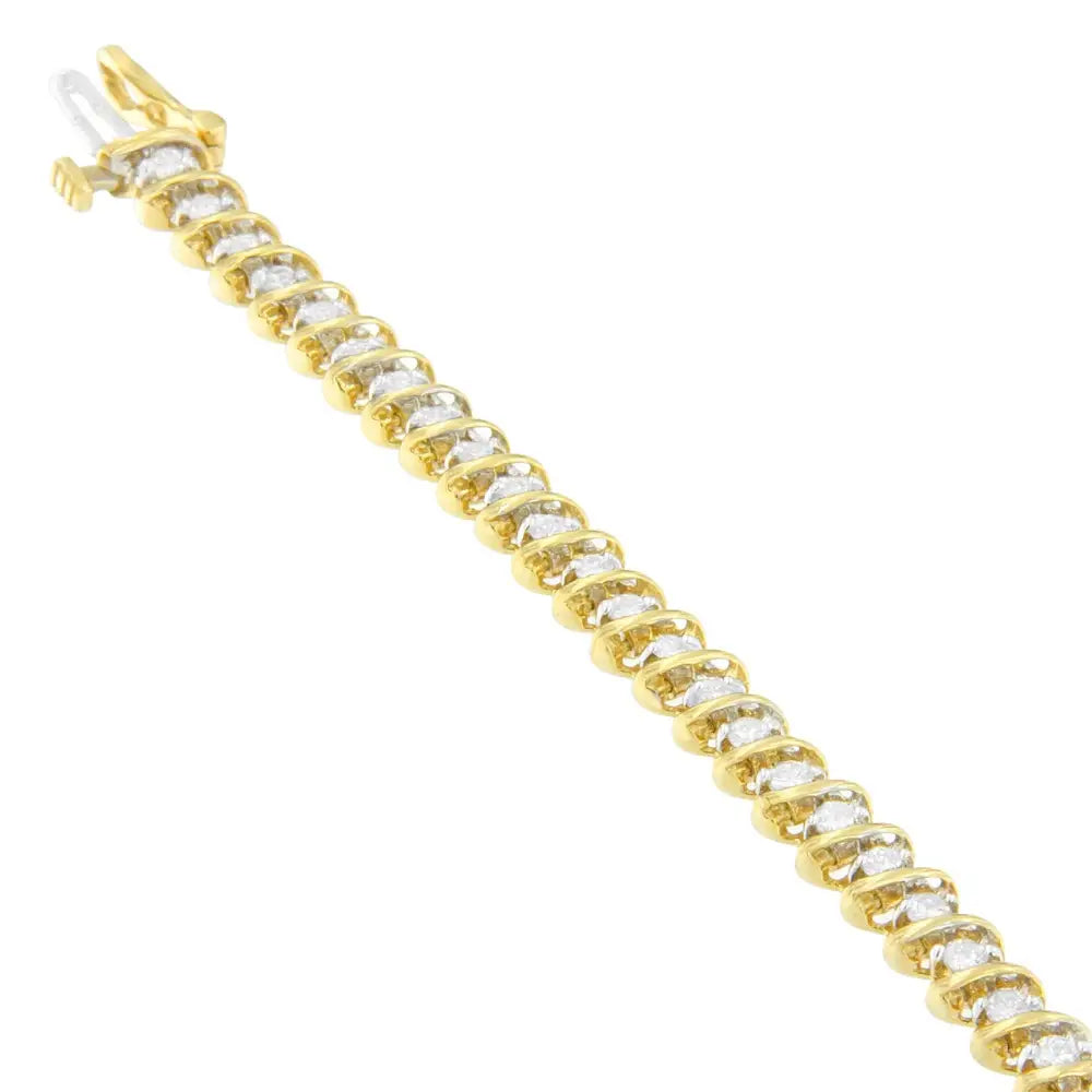 18k yellow gold 2.00 cttw round cut diamond spiral link bracelet bijoux-nyc direct