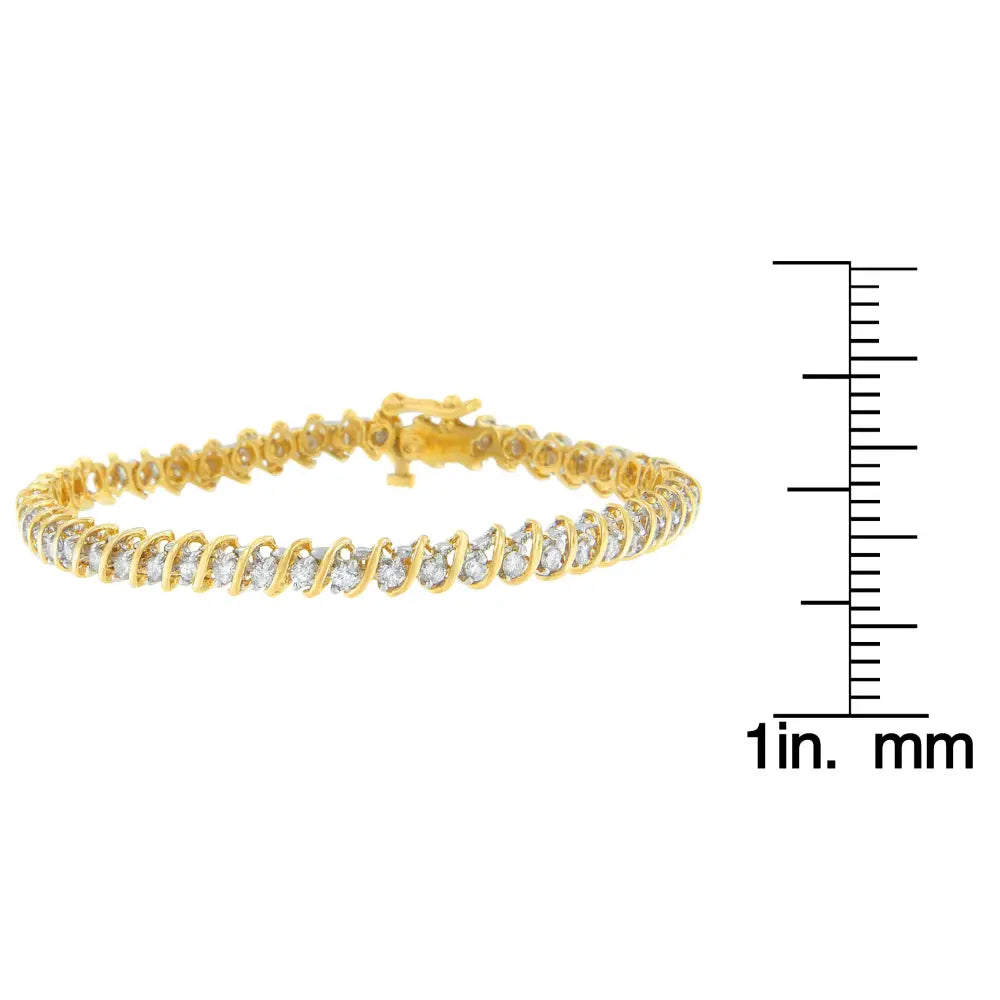 18k yellow gold 2.00 cttw round cut diamond spiral link bracelet bijoux-nyc direct