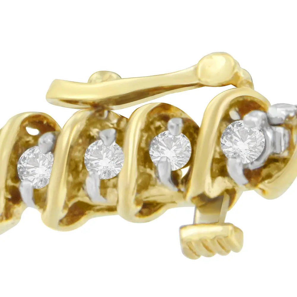 18k yellow gold 2.00 cttw round cut diamond spiral link bracelet bijoux-nyc direct