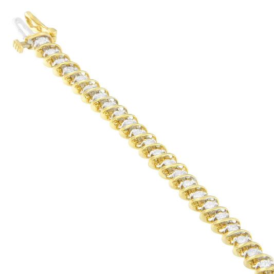18K Yellow Gold Round Cut Diamond Spiral Link Bracelet (2.00 cttw, I-J Color, I1-I2 Clarity) - Bijoux-NYC Direct