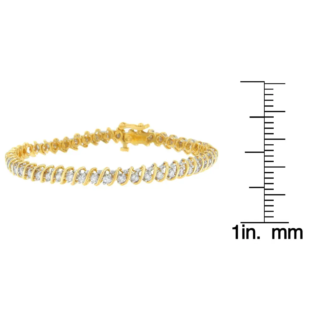 18K Yellow Gold Round Cut Diamond Spiral Link Bracelet (2.00 cttw, I-J Color, I1-I2 Clarity) - Bijoux-NYC Direct