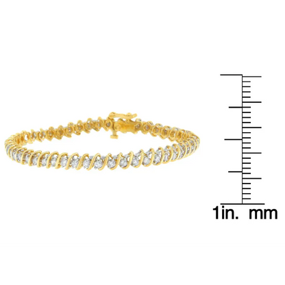 18K Yellow Gold Round Cut Diamond Spiral Link Bracelet (2.00 cttw, I-J Color, I1-I2 Clarity) - Bijoux-NYC Direct