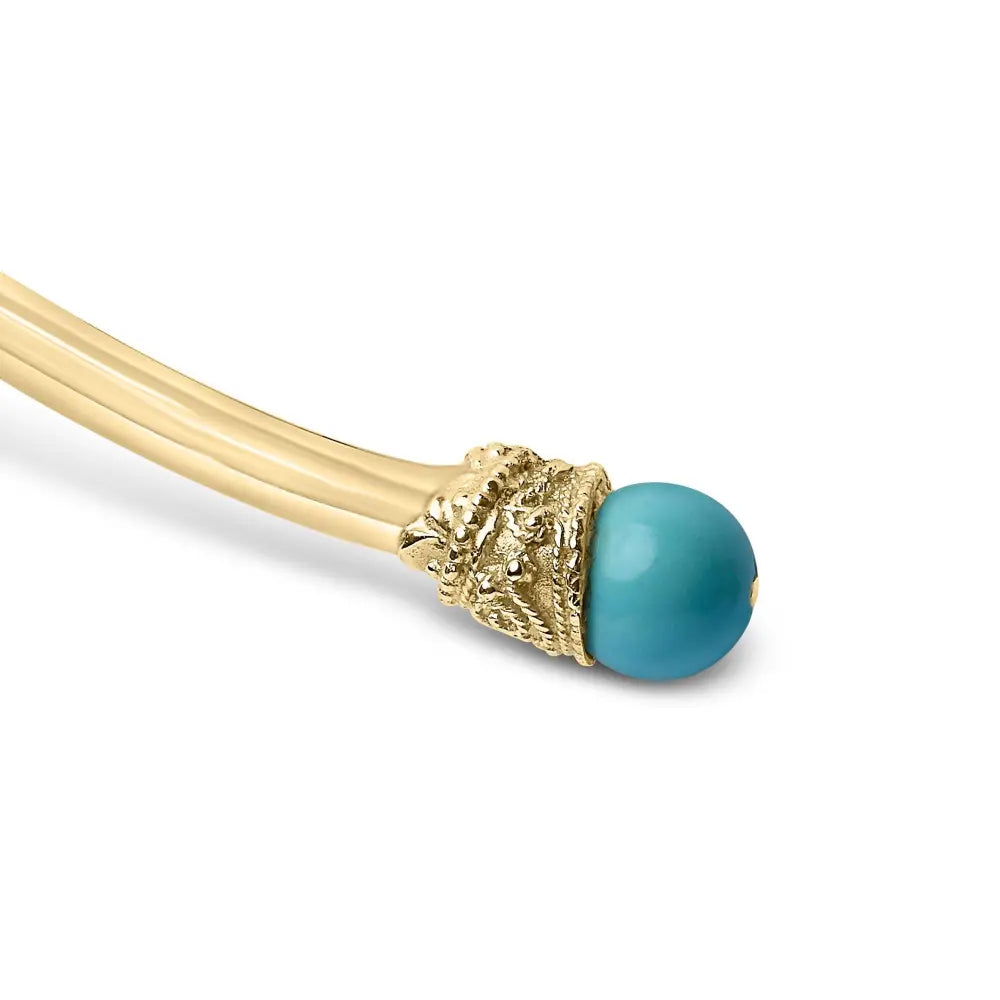 18k yellow gold sculpted collar necklace with turquoise cabochons 16 inch bijoux-nyc direct