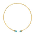 18k yellow gold sculpted collar necklace with turquoise cabochons 16 inch bijoux-nyc direct