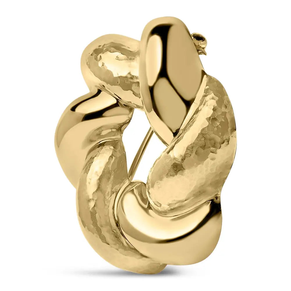 18k yellow gold sculpted hammered knot brooch bijoux-nyc direct