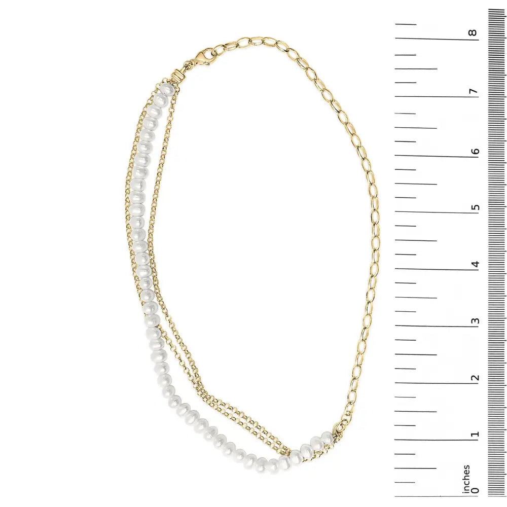 18k yellow gold vermeil cultured pearl rolo and paperclip necklace 18in bijoux-nyc direct