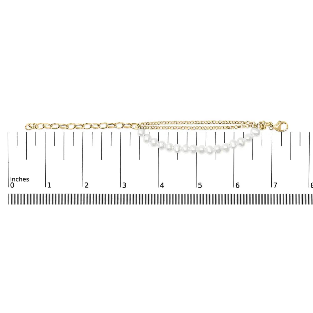 18k yellow gold vermeil cultured pearl station link bracelet 7.25 inch bijoux-nyc direct