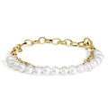 18k yellow gold vermeil cultured pearl station link bracelet 7.25 inch bijoux-nyc direct