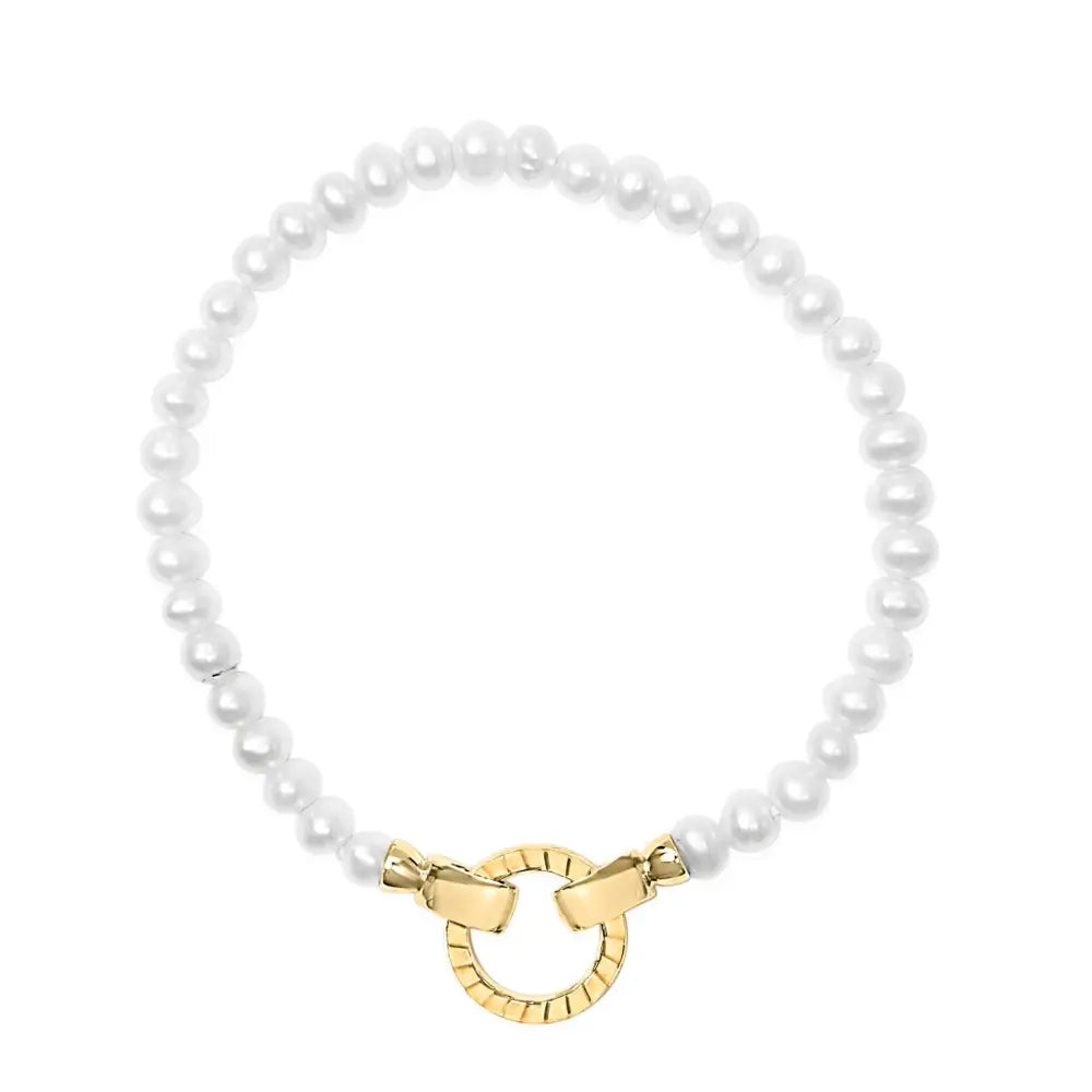 18k yellow gold vermeil pearl infinity lock tennis bracelet 7 inch bijoux-nyc direct