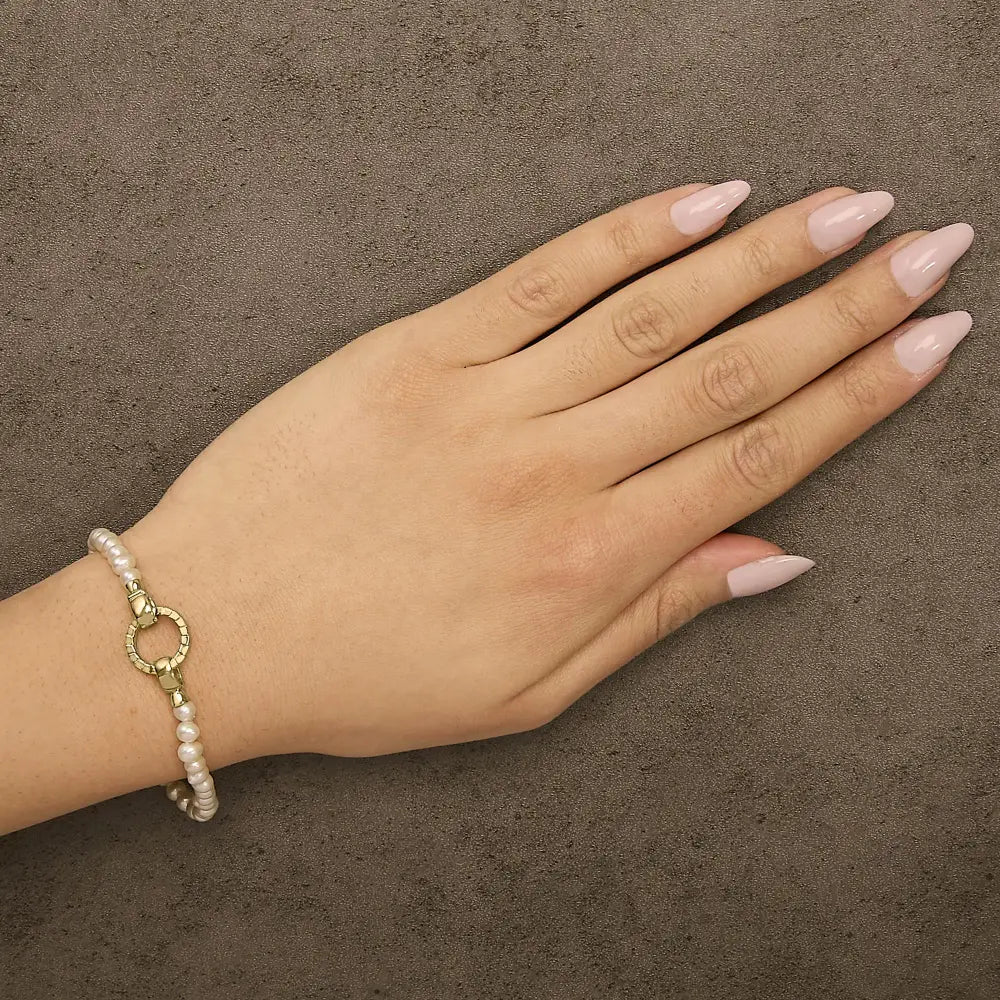 18k yellow gold vermeil pearl infinity lock tennis bracelet 7 inch bijoux-nyc direct