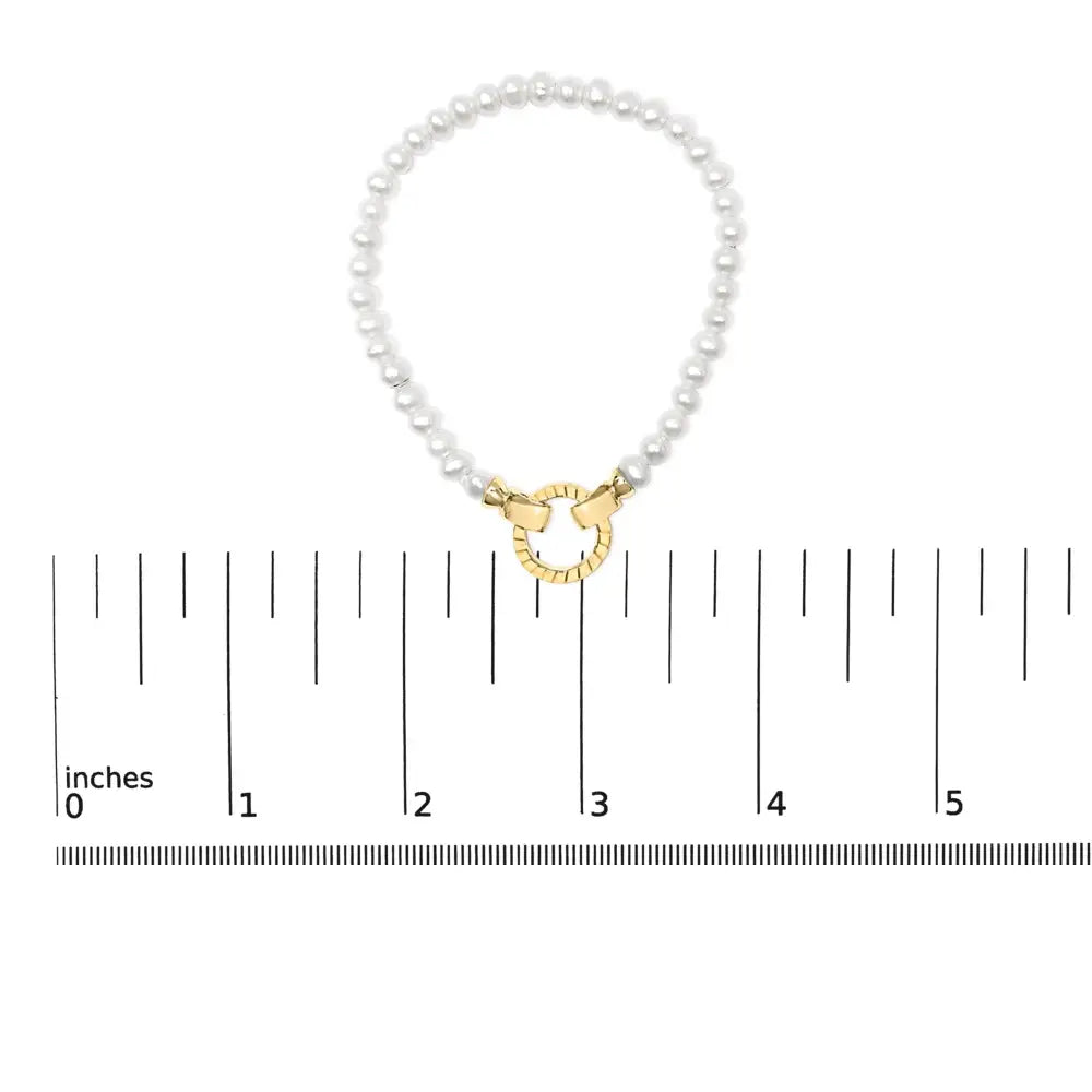 18k yellow gold vermeil pearl infinity lock tennis bracelet 7 inch bijoux-nyc direct
