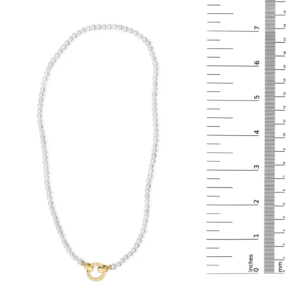 18k yellow gold vermeil pearl strand infinity necklace 16.5 inch bijoux-nyc direct
