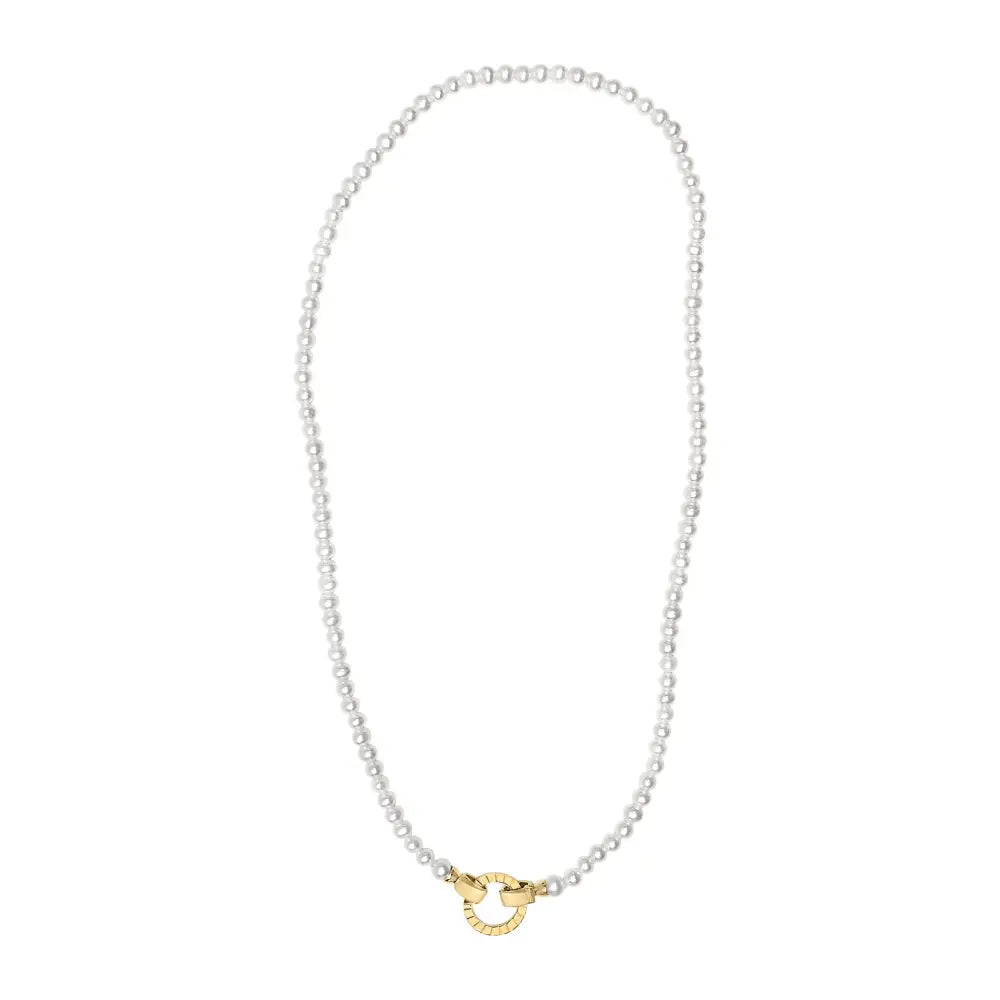 18k yellow gold vermeil pearl strand infinity necklace 16.5 inch bijoux-nyc direct