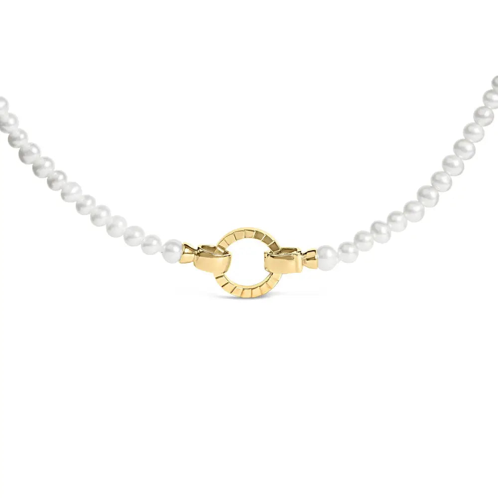 18k yellow gold vermeil pearl strand infinity necklace 16.5 inch bijoux-nyc direct
