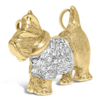 18K Yellow Gold1/3 Cttw Diamond Scottish Terrier Brooch Pin and Pendant with Satin Finish (G-H Color, VS2-SI1 Clarity) - NO CHAIN INCLUDED - Bijoux-NYC Direct