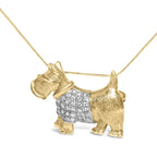18K Yellow Gold1/3 Cttw Diamond Scottish Terrier Brooch Pin and Pendant with Satin Finish (G-H Color, VS2-SI1 Clarity) - NO CHAIN INCLUDED - Bijoux-NYC Direct