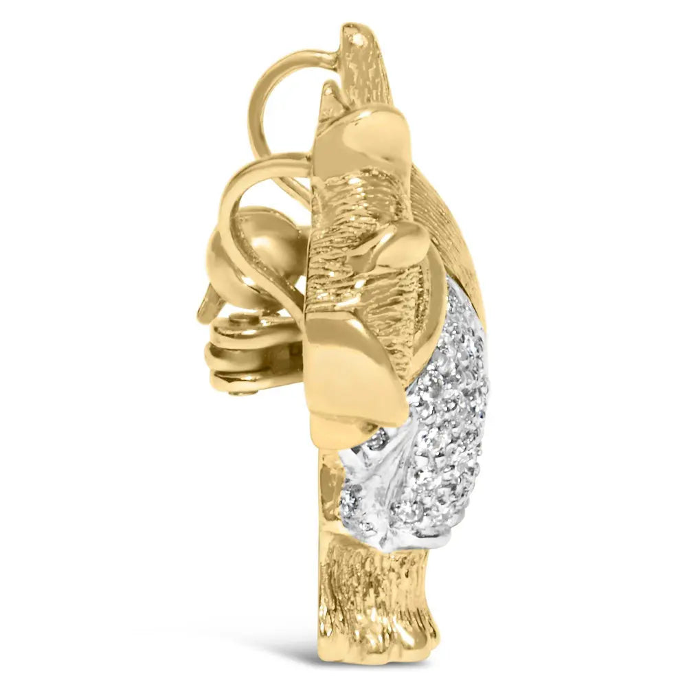 18K Yellow Gold1/3 Cttw Diamond Scottish Terrier Brooch Pin and Pendant with Satin Finish (G-H Color, VS2-SI1 Clarity) - NO CHAIN INCLUDED - Bijoux-NYC Direct