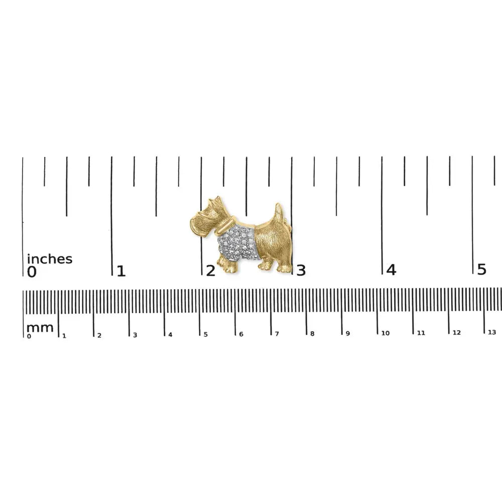 18K Yellow Gold1/3 Cttw Diamond Scottish Terrier Brooch Pin and Pendant with Satin Finish (G-H Color, VS2-SI1 Clarity) - NO CHAIN INCLUDED - Bijoux-NYC Direct