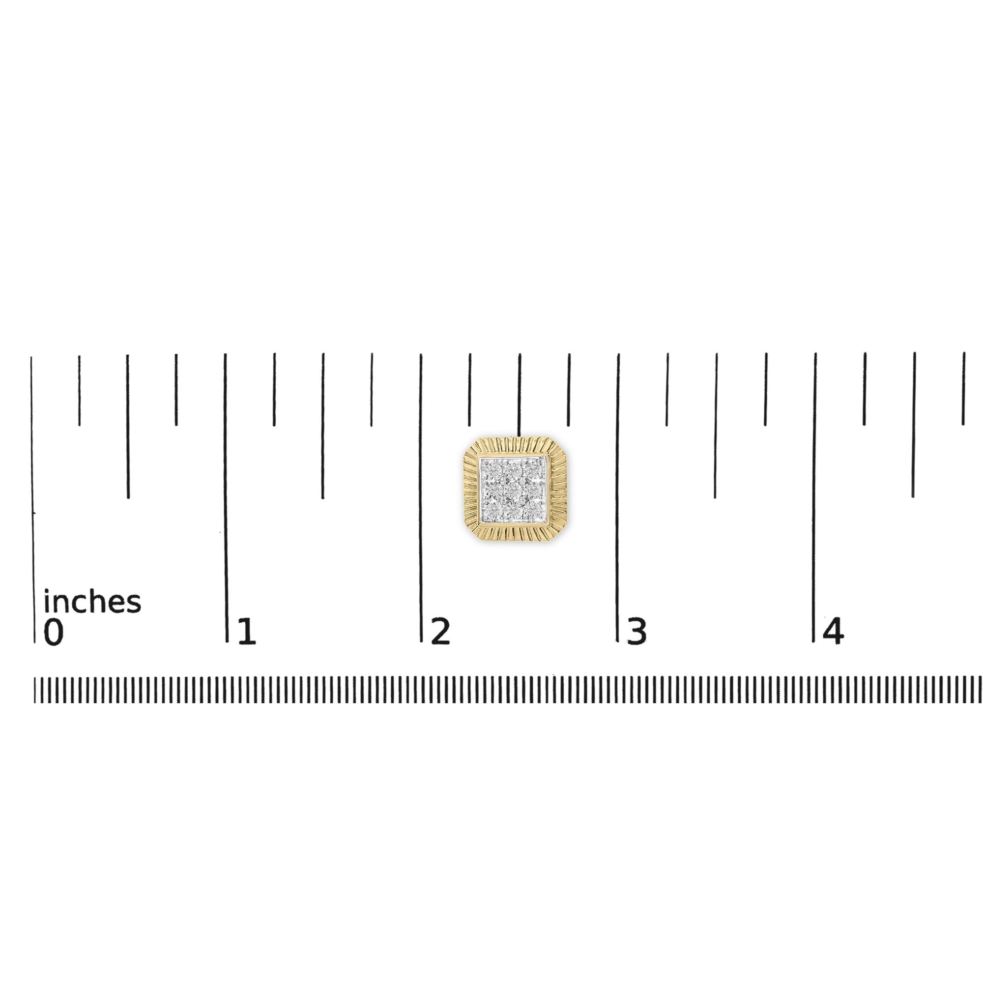 10K Yellow Gold Plated .925 Sterling Silver 1/6 Cttw Diamond Textured Halo Stud Earrings