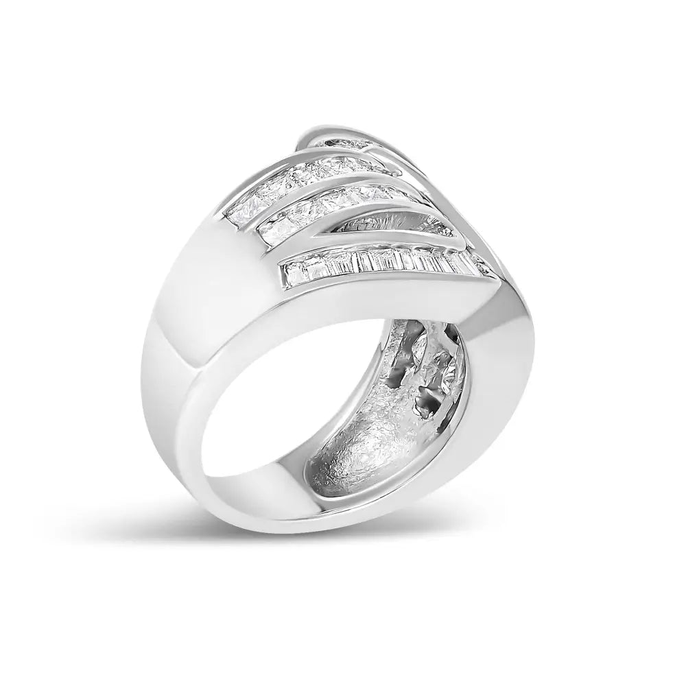 2.0 cttw diamond channel set bypass ring in 14k white gold bijoux-nyc direct
