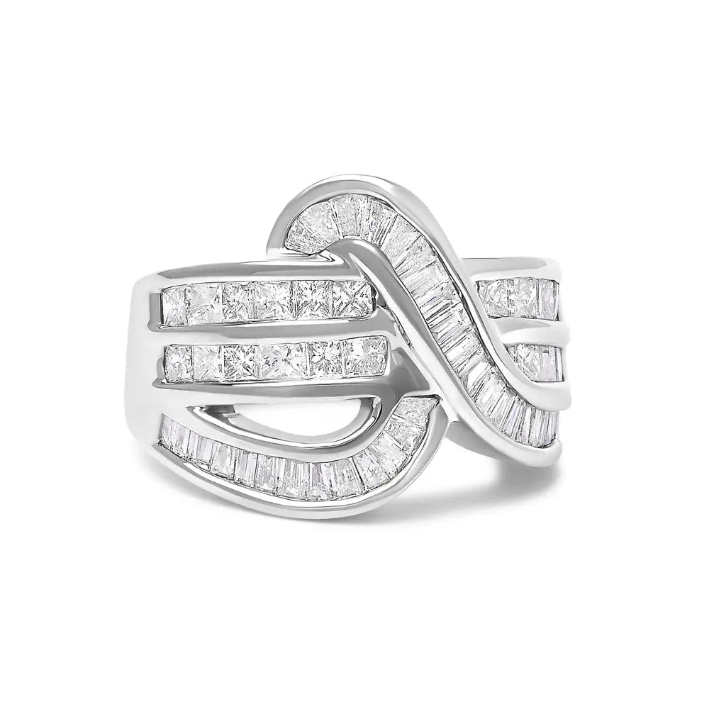 2.0 cttw diamond channel set bypass ring in 14k white gold bijoux-nyc direct