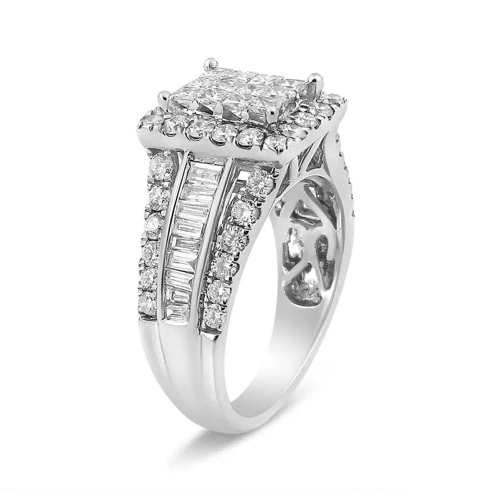 2.00 cttw diamond composite halo cocktail ring in 14k white gold bijoux-nyc direct