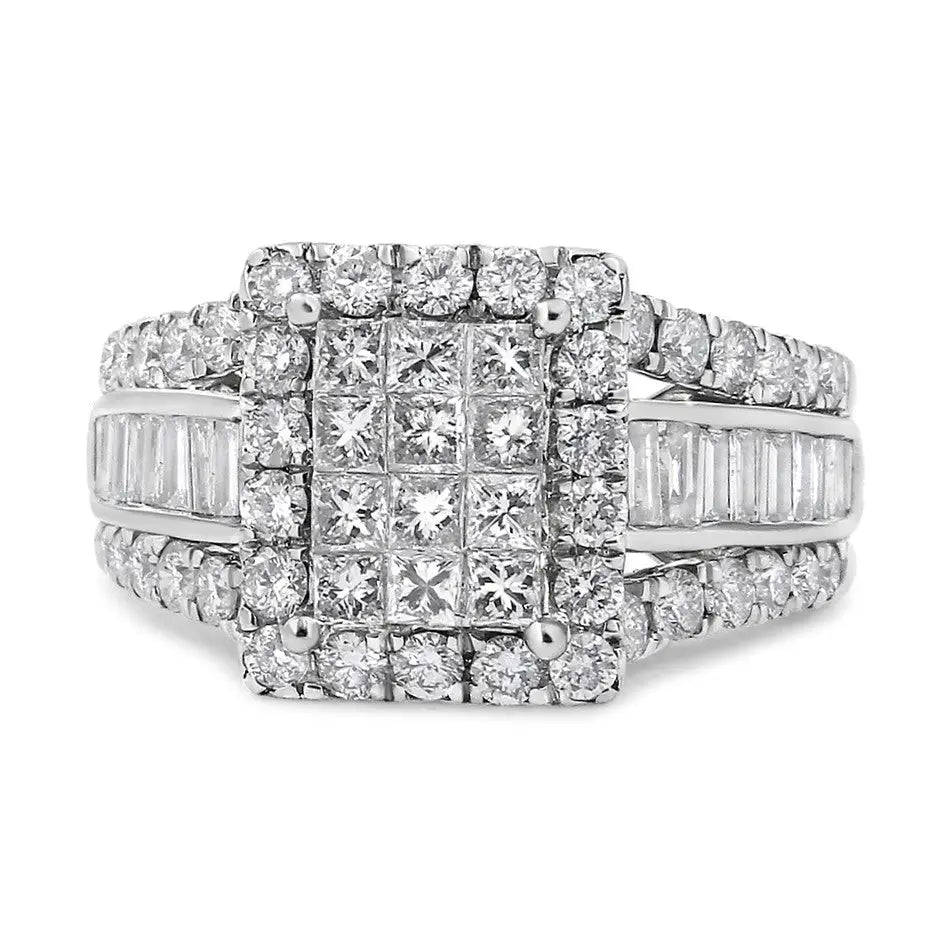 2.00 cttw diamond composite halo cocktail ring in 14k white gold bijoux-nyc direct