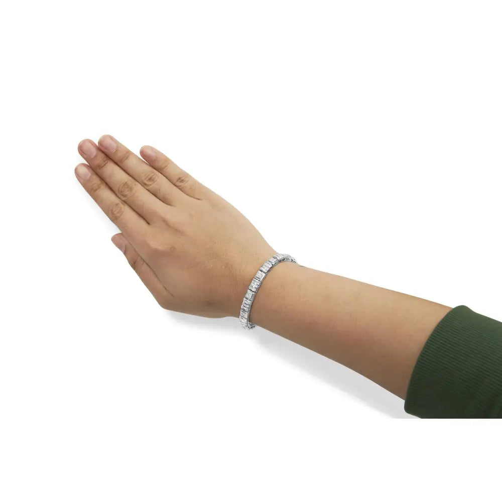 2.00 cttw round and baguette diamond square link bracelet in 10k white gold bijoux-nyc direct
