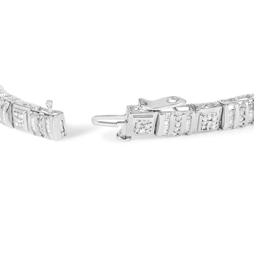 2.00 cttw round and baguette diamond square link bracelet in 10k white gold bijoux-nyc direct