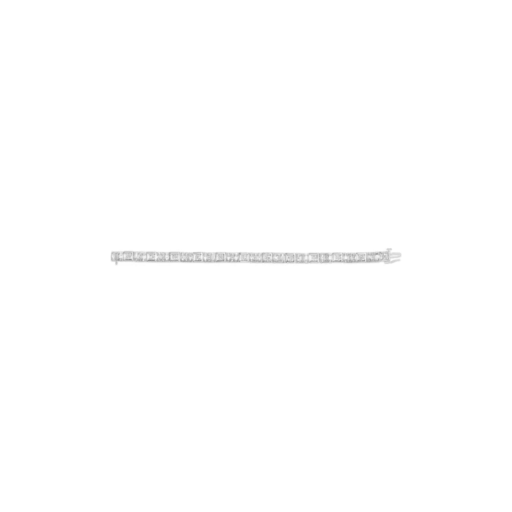 2.00 cttw round and baguette diamond square link bracelet in 10k white gold bijoux-nyc direct