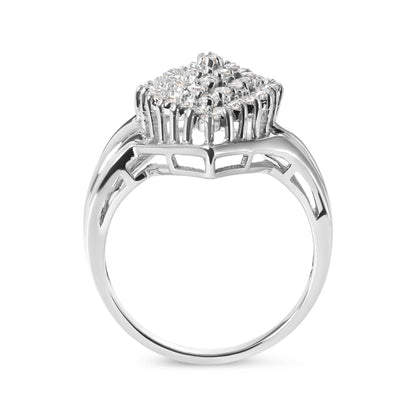 10K White Gold 1/2 Cttw Diamond Pear Shaped Cluster Ring (H-I Color, I1-I2 Clarity) - Bijoux-NYC Direct