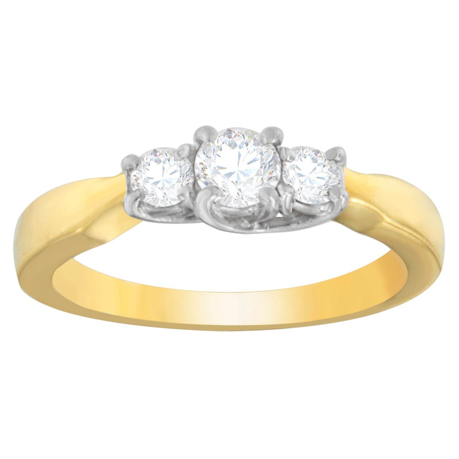 14K Two-Toned Gold 1/2 CTTW Round-cut Diamond Ring (G-H, SI1-SI2) - Bijoux-NYC Direct