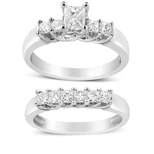 Two diamond rings on a white background
