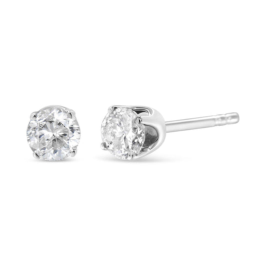 14K White Gold 5/8 Cttw Round Brilliant-Cut Lab Grown Diamond Classic 4-Prong Push back Stud Earrings (F-G Color, VS1-VS2 Clarity) - Bijoux-NYC Direct