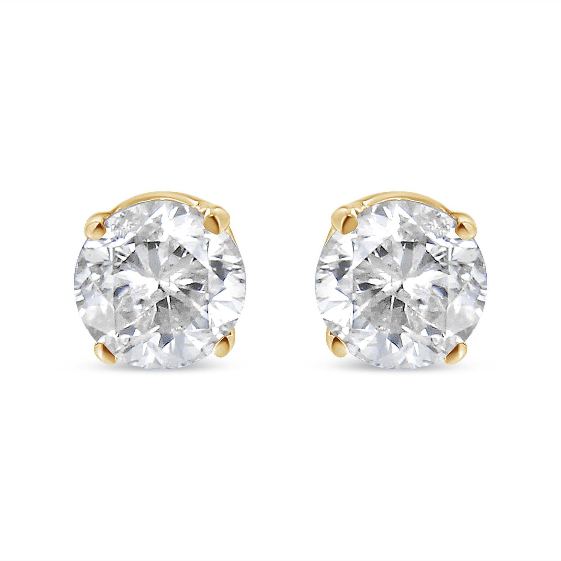 14K Yellow Gold 1/2 Cttw Round-Cut Diamond Solitaire Stud Earrings (O-P Color, SI2-I1 Clarity) - Bijoux-NYC Direct