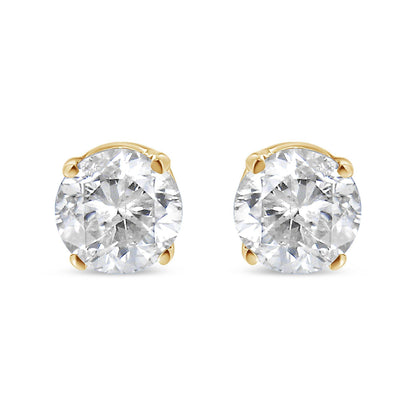 14K Yellow Gold 1/2 Cttw Round-Cut Diamond Solitaire Stud Earrings (O-P Color, SI2-I1 Clarity) - Bijoux-NYC Direct