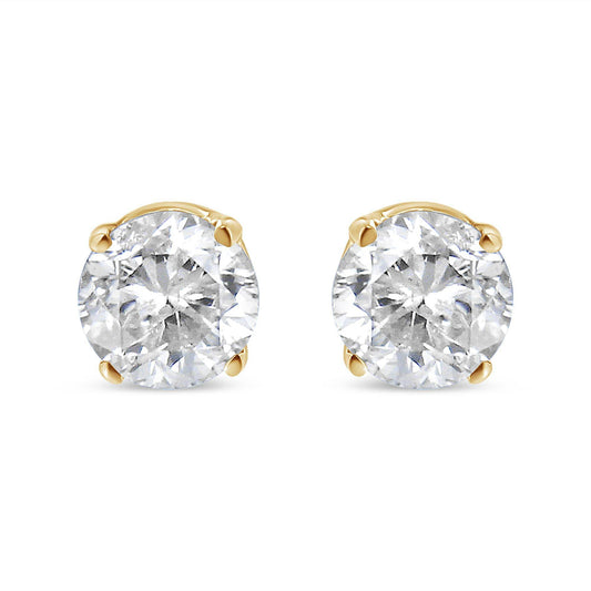14K Yellow Gold 1/2 Cttw Round-Cut Diamond Solitaire Stud Earrings (O-P Color, SI2-I1 Clarity) - Bijoux-NYC Direct