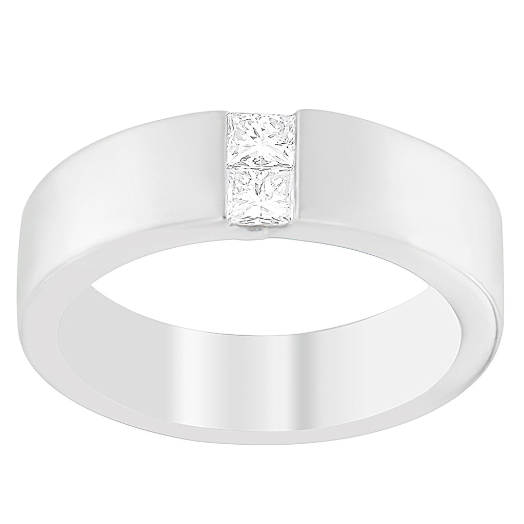 White ceramic ring with a diamond on a white background