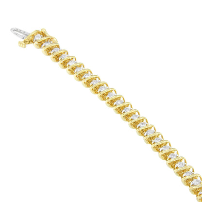 14K Yellow Gold Round Cut Diamond Spiral Link Bracelet (3.00 cttw, H-I Color, SI2-I1 Clarity) - Bijoux-NYC Direct