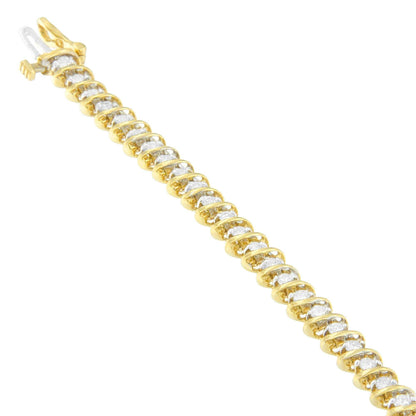 18K Yellow Gold Round Cut Diamond Spiral Link Bracelet (2.00 cttw, I-J Color, I1-I2 Clarity) - Bijoux-NYC Direct