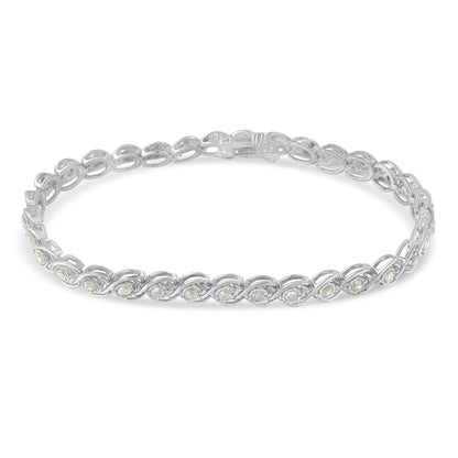 .925 Sterling Silver 2 cttw Miracle Plate Set Diamond Spiral Link Bracelet (I-J Color, I3 Clarity) -7"