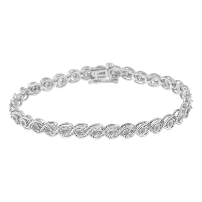 .925 Sterling Silver 1/2 Cttw Diamond Criss-Cross Miracle-Set 7" Link Bracelet (I-J Color, I2-I3 Clarity)