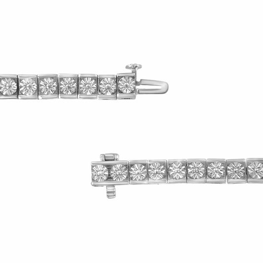 .925 Sterling Silver Miracle Set Diamond Accent Classic Tennis Bracelet (I-J Color, I2-I3 Clarity) - 7.25" - Bijoux-NYC Direct