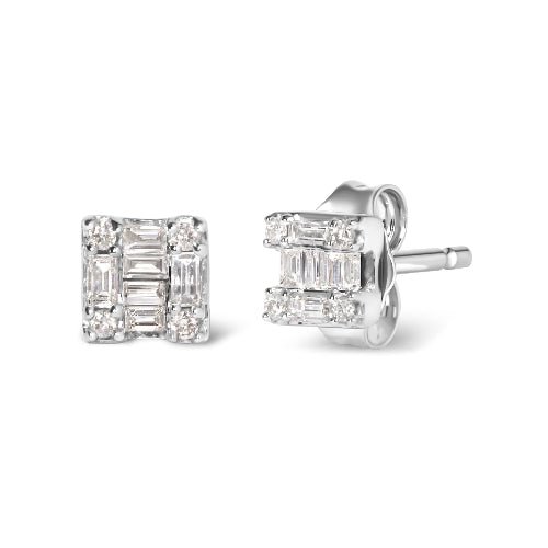 Diamond stud earrings on a white background