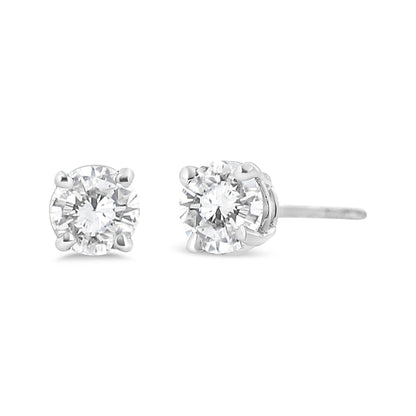 14K White Gold 3/4 Cttw Lab Grown Diamond 4-Prong Classic Stud Earrings (F-G Color, VS2-SI1 Clarity) - Bijoux-NYC Direct